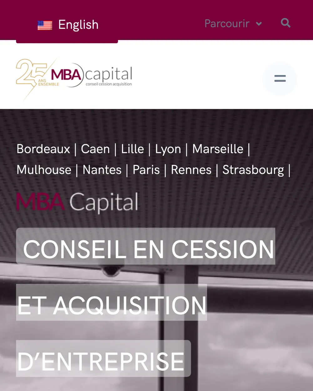 MBA Capital : accueil mobile